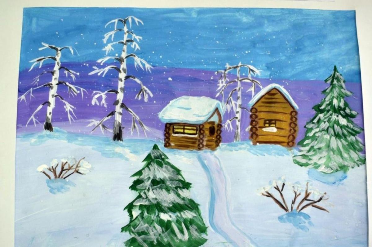 Онлайн - конкурс рисунков,, Жила зима в избушке"