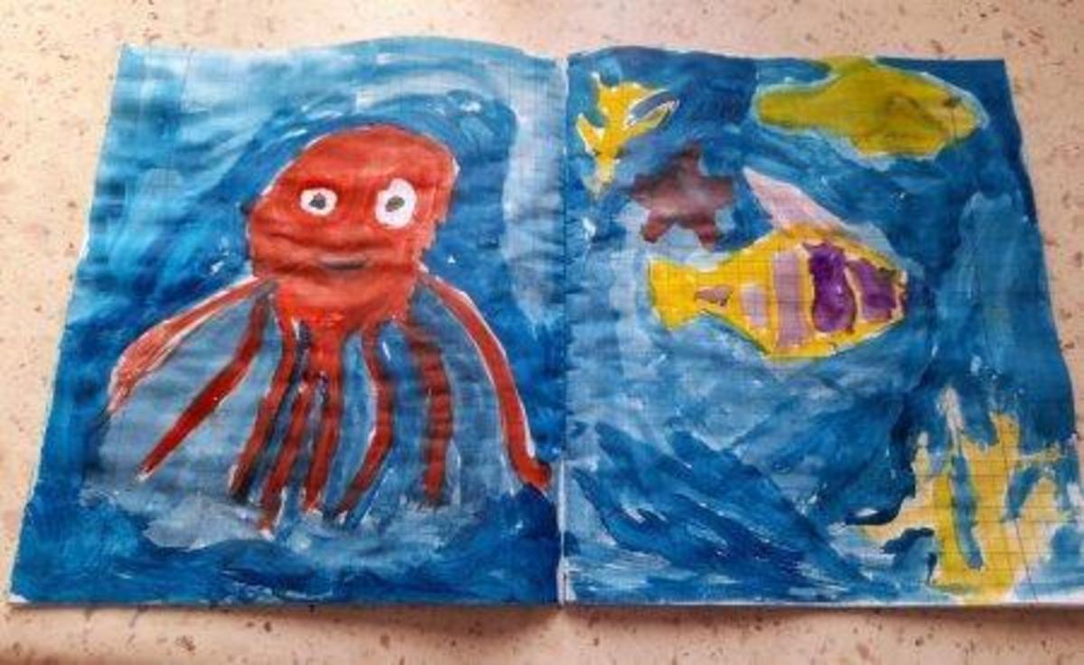 Проведён онлайн-конкурс рисунков на тему :,, Подводный мир"