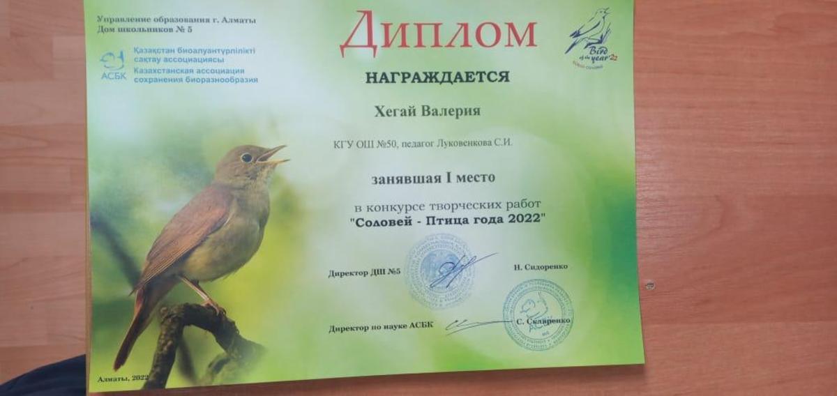 Приняли участие в конкурсе творческих работ,, Соловей - Птица года 2022."
