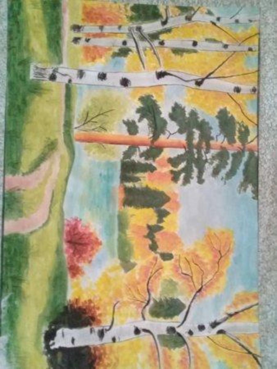 Проведён конкурс рисунков на тему:"Краски золотой осени"