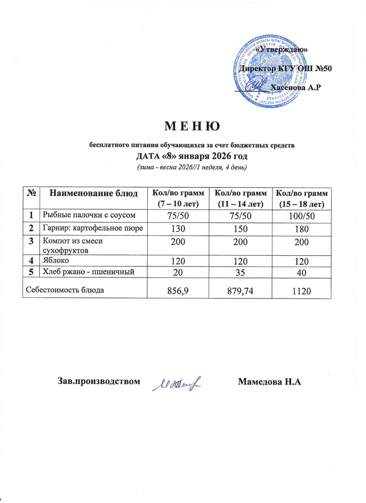 Мәзір. Меню